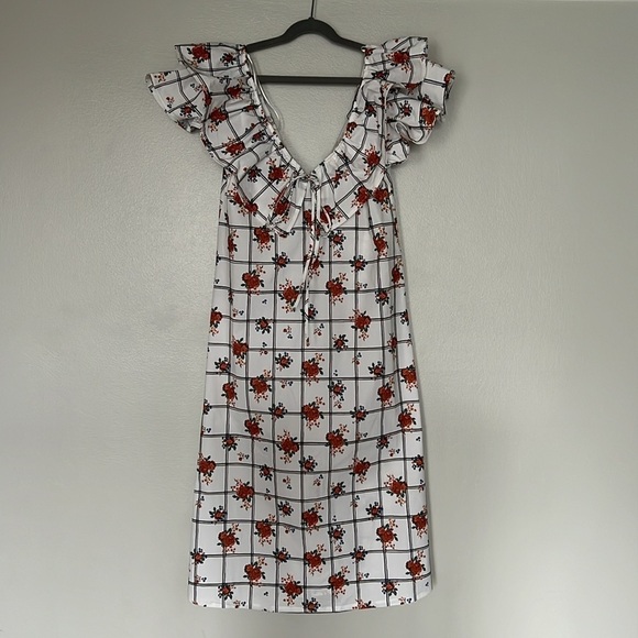 ZARA White floral ruffle dress size M - Picture 5 of 11